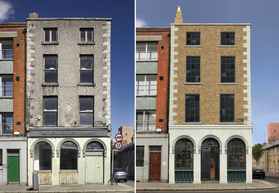 18 Ormond Quay Upper pictured before and visualised after restoration 