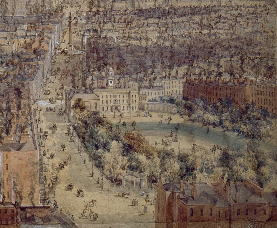 Rutland (Parnell) Square extracted from 'Dublin from the Spire of Saint George's Church' by James Mahony, 1854