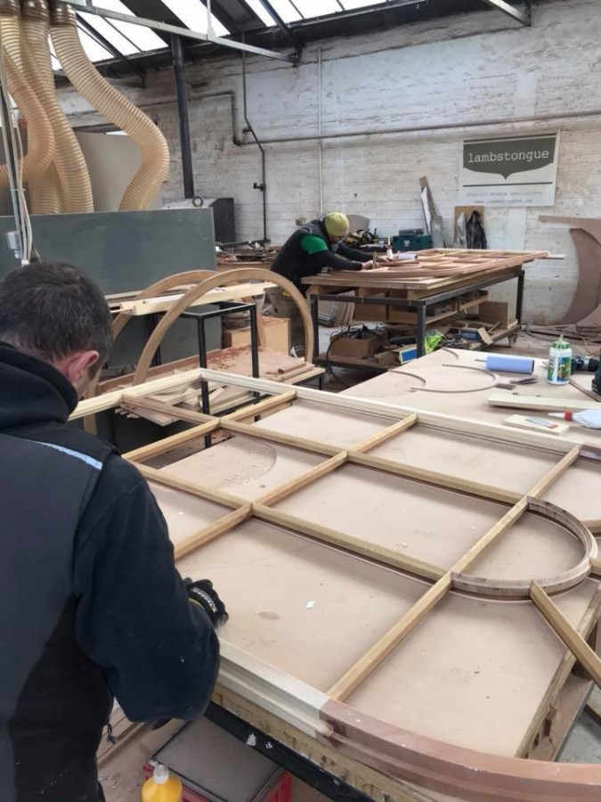 Shop windows for 18 Ormond Quay Upper under manufacture by Lambstongue