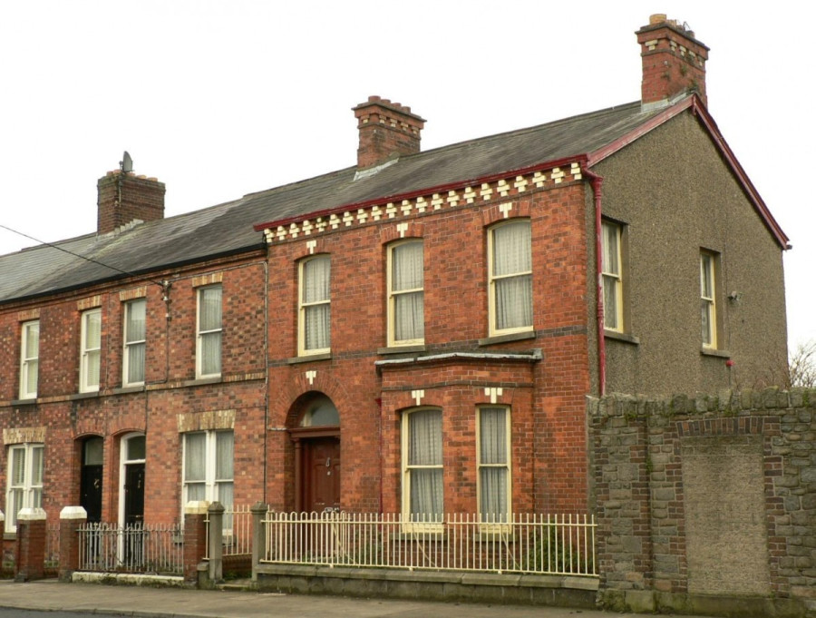Late Victorian terraced housing of solid wall, brick construction, Dundalk, Co. Louth