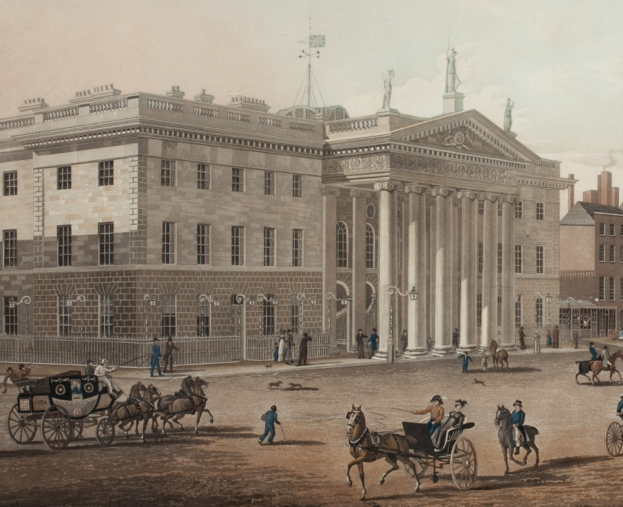 General Post Office, Dublin - extract from Jones & Havell view, 1818